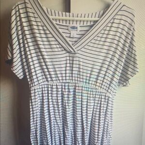 Old Navy Black and White Striped V-Neck Tee